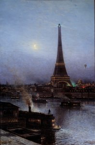 Kilátás az Eiffel-toronyra éjjel 1889-ben Alekszej Petrovics Bogoliouboff festménye