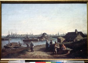 ""Kazan városának kilátása a Volga partján Oroszországban"" Alekszej Petrovics Bogoljubov (Bogoliubov vagy Bogoliubov) festménye (1824-1896) 1861 Állami Orosz Múzeum, Szentpétervár