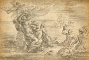 Tengeri szekerén ülő Vénusz Cupidót szopogatva alkotó: Alessandro Algardi