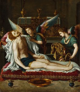 Le Corps du Christ oint par deux anges - Két angyal által felkent Krisztus teste - Allori, Alessandro (1535-1607) - kb 1593 - Olaj, réz - 45x39 - Szepmuveszeti Múzeum, Budapest alkotó: Alessandro Allori