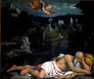 Elie alszik Alessandro Bonvicino festménye dit il Moretto (1498-1554) Régi katedrális, Brescia alkotó: Alessandro Bonvicino Moretto