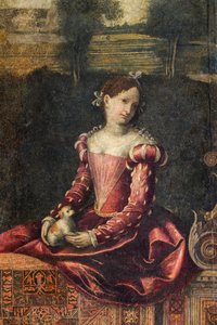 Nemesasszony portréja, a Nemes Hölgyek Kisszobájának részlete (olaj, vászon a falakra ragasztott) alkotó: Alessandro Bonvicino Moretto