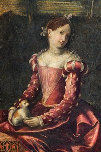 Nemesasszony portréja, a Nemesasszonyok kis szobájának részlete (olaj, vászon a falakra ragasztott) alkotó: Alessandro Bonvicino Moretto