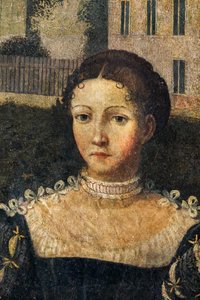Nemesasszony portréja, a Nemesasszonyok kis szobájának részlete (olaj, vászon a falakra ragasztott) alkotó: Alessandro Bonvicino Moretto