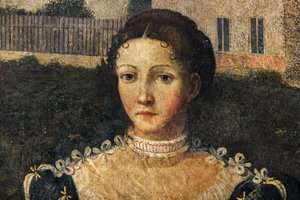Nemesasszony portréja, a Nemesasszonyok kis szobájának részlete (olaj, vászon a falakra ragasztott) alkotó: Alessandro Bonvicino Moretto