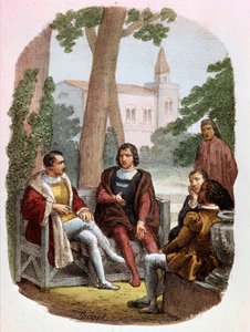 Fabrizio Colonna és Cosimo Rucellai a háború művészetéről vitatkoznak – Alessandro Focosi (1836-1869) „Niccolo Machiavelli teljes művei” című könyvében. A háború művészete, Niccolo di Bernardo dei Machiavelli (Nicolas Machiavel)