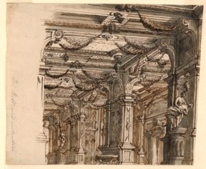 Színpadtervezés: Palotabelső alkotó: Alessandro Galli Bibiena, 1686 – 1748