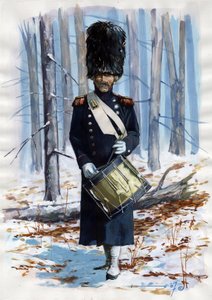 Első Birodalom (1804-1814 és 1815): a nagy napóleoni hadsereg katonája, a francia császári gárda gránátosainak dobja köpenyben alkotó: Alessandro Lonati