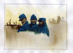 Első világháború: francia katonák az első világháborúban Alessandro Lonati színes rajza alkotó: Alessandro Lonati