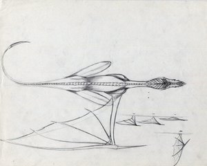 Legendás állat fantázia-illusztrációhoz: tanulmány egy sárkányhoz Alessandro Lonati rajza alkotó: Alessandro Lonati