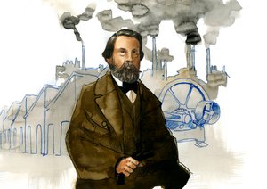 Friedrich Engels (1820-1895) német szocialista teoretikus és politikus portréja alkotó: Alessandro Lonati