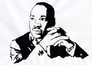Martin Luther King lelkész (1929-1968) portréja, illusztráció alkotó: Alessandro Lonati