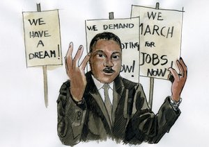 Martin Luther King lelkész portréja (nyomtatott) alkotó: Alessandro Lonati