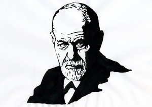 Sigmund Freud (1856-1939), osztrák pszichiáter portréja (Sigmund Freud osztrák neurológus és a pszichoanalízis atyjának portréja) - Alessandro Lonati illusztrációja alkotó: Alessandro Lonati