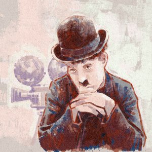 Charlie Chaplin színész és rendező portréja (illusztráció) alkotó: Alessandro Lonati