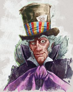 Az őrült kalapos portréja (illusztráció) alkotó: Alessandro Lonati