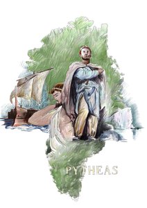 Pytheas görög felfedező ábrázolása Masszaliából, Kr.e. 4. század (Massaliai Pytheas görög geográfus és felfedező portréja, Kr.e. IV. század) Illusztráció: Alessandro Lonati alkotó: Alessandro Lonati
