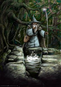 Egy druida ábrázolása a csodálatos Barenton szökőkútnál, a broceliandei erdőben - Alessandro Lonati illusztrációja - 2012 - alkotó: Alessandro Lonati