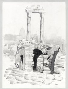 A római kor romjai Rómában, Forum (foro romano) Alessandro Lonati rajza. alkotó: Alessandro Lonati