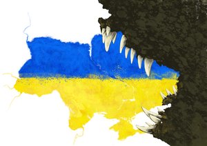 Oroszország megtámadja Ukrajnát, hogy megegye, 2022 (illusztráció) alkotó: Alessandro Lonati