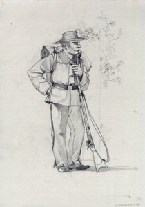 Második Birodalom (1852-1870): olasz egyesülés (Risorgimento), a garibaldi hadsereg önkéntese, aki „vörösinges” harcosként ismert Giuseppe Garibaldi (1807-1882) ügyéért Olaszországban alkotó: Alessandro Lonati