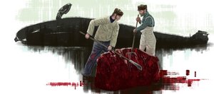 Két bálna, bálnát vág alkotó: Alessandro Lonati