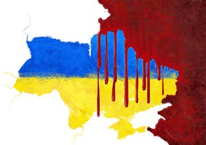 Ukrajnát megvérezte Oroszország, 2022 (illusztráció) alkotó: Alessandro Lonati