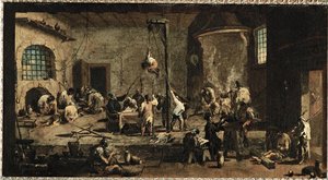 Jelenet a bírósági épületben ... (olaj, vászon) alkotó: Alessandro Magnasco