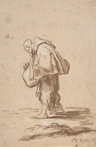 Álló zarándok szerzetes., kb. 1705-20. alkotó: Alessandro Magnasco