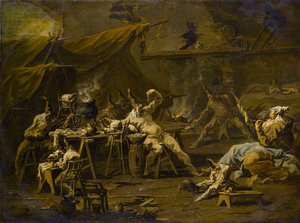 Pulcinella és Colombina vacsora, 1725-1730 körül