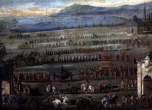 F. Morosini dózse gyászmenete (olaj, vászon) alkotó: Alessandro Piazza