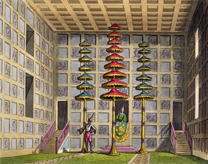 Audience Hall, Cochin Kína, 88. tábla Jules Ferrario "Le Costume Ancien et Moderne" című művéből, Gaetano Zancon (1771-1816) metszete, kiadva az 1820-30-as években. alkotó: Alessandro Sanquirico