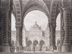 Színpadterv az Opera seria I-hez, a Valdomiri miatt Peter Wintertől. Teatro alla Scala, 1818. alkotó: Alessandro Sanquirico