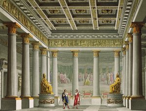 Az Aegisthus-palota közönségterme, a milánói La Scala Színház Orestes című balettjének terve, 1826