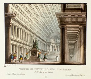 Kilátás a Neptunusz-templomra Scenography Niccolo Vito Piccinni (vagy Piccini) zeneszerző „" Didone " (Didon) (1783) című lírai tragédiájának ábrázolására a Metastasio (Metasztázis) operája után. Litográfia a „” szcenikai találmányok gyűjteménye d alkotó: Alessandro Sanquirico