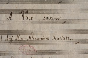 A XXV. kantáták kéziratos partitúrája Alessandro Scarlatti (1660-1725) szólószólamra alkotó: Alessandro Scarlatti