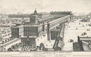 Pápai palota a Quirinale-dombon, más néven Monte Cavallo, Alessandro Specchi (1668-1729) rajza és metszete, Olaszország alkotó: Alessandro Specchi