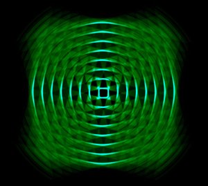 optikai geometria zöld színben, 2017, (vegyes technika) alkotó: Alex Caminker