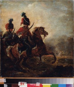 Lovasok. (Huszárezred). Alekszandr Osipovich Orlowski (1777-1832) festménye, olaj, vászon