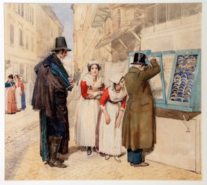 Egy vőlegény gyűrűt választ menyasszonyának, 1838