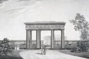 A Kedves Fegyvertársam-kapu a Katalin parkban, Carszkoje Selóban, 1822 alkotó: Alexander Andreyevich Thon