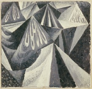 Kubo-futurista kompozíció szürke és fehér színben, 1916