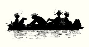 Illusztráció a We Three and Doddles című filmhez (litográfia) alkotó: Alexander Carruthers Gould