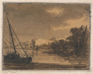 Folyó és csónak alkotó: Alexander Cozens