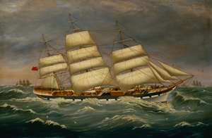 A háromárbocos vágógép Benleuch dagadóban (olaj, vászon) alkotó: Alexander Cromarty