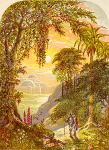 Keresztény és reménykedő Beulah földjén, John Bunyan A Pilgrims Progress című könyvéből, 1880 körül. alkotó: Alexander Francis Lydon