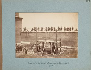 A Lincoln -gyilkosság összeesküvőinek kivégzése. Az állvány alkotó: Alexander Gardner