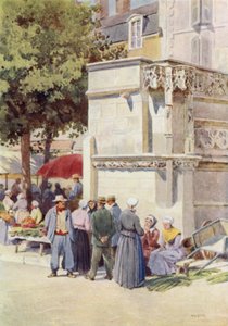 Blois, XII. Lajos szökőkútja a piactéren (színes litó) alkotó: Alexander Henry Hallam Murray