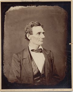 Abraham Lincoln (1809-65), az Egyesült Államok 16. elnöke, Alexander Hesler fotója után készült másolat, 1860 (albumin fotó)