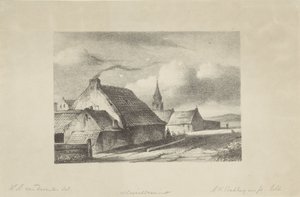 Házak és egy templomtorony Katwijkben alkotó: Alexander Hieronymus Bakhuyzen (II)